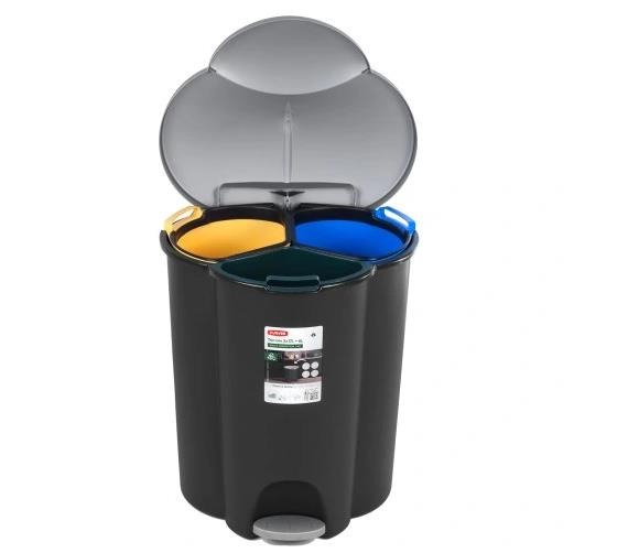 Set kanti za razvrstavanje otpada Curver TRIO 17+17+6 L – 3-dijelni set za reciklažu